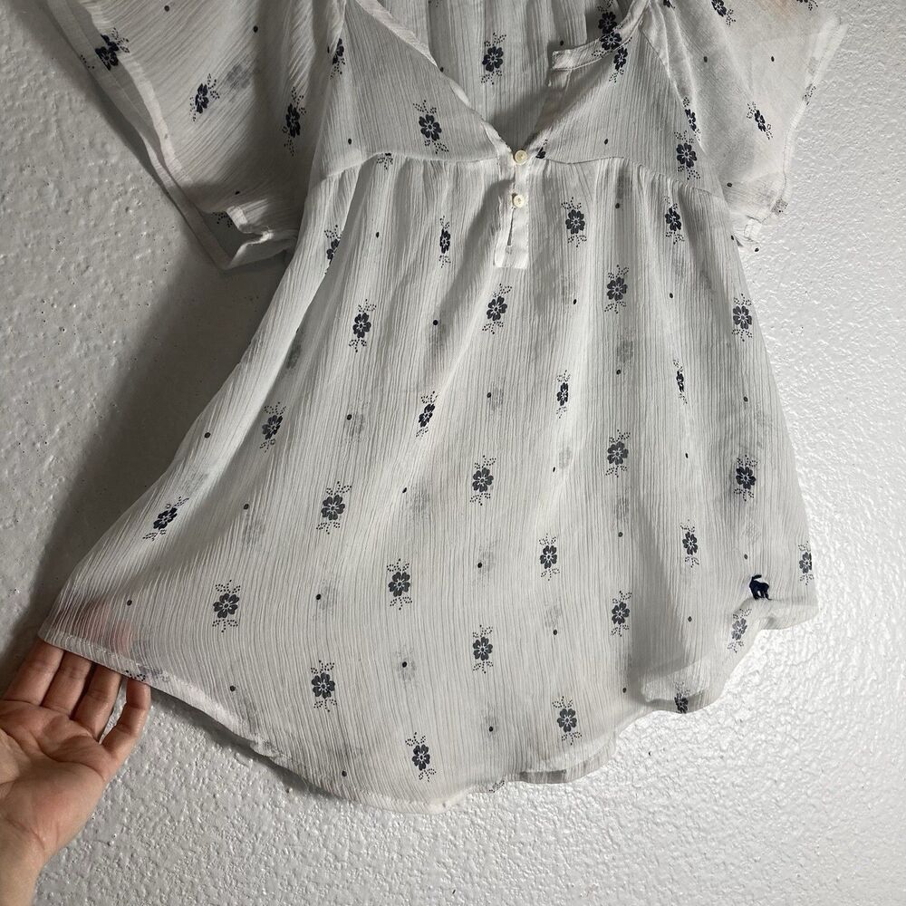 Abercrombie Kids Girls Babydoll Top Size XL Sheer Floral Fairy Boho Peasant - Picture 3 of 9